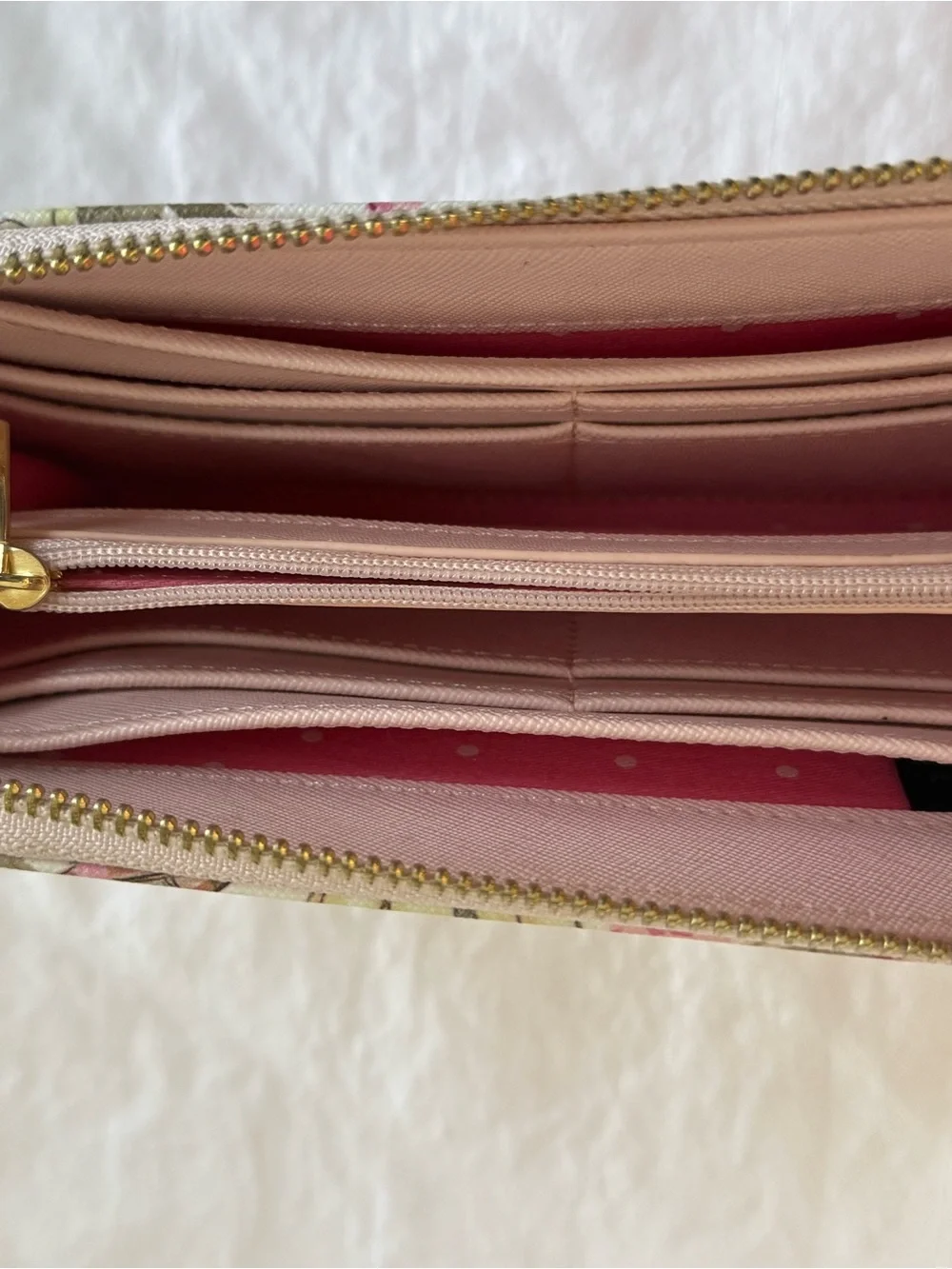 Loungefly Floral Disney Zip-Around Wallet in Pink and Cream
